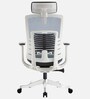 Inspire Breathable Mesh Ergonomic Chair in White & Blue Colour with Headrest