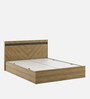 Inspire Queen Size Bed In Natural Teak & Wenge Melamine Finish With Box Storage