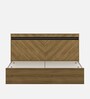 Inspire Queen Size Bed In Natural Teak & Wenge Melamine Finish With Box Storage
