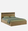 Inspire Queen Size Bed In Natural Teak & Wenge Melamine Finish With Box Storage