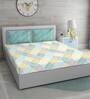 Interlace Cotton 144 TC Antibacterial Double Bedsheet with 2 Pillow Cover in Blue Color