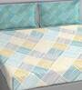 Interlace Cotton 144 TC Antibacterial Double Bedsheet with 2 Pillow Cover in Blue Color