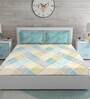 Interlace Cotton 144 TC Antibacterial Double Bedsheet with 2 Pillow Cover in Blue Color