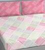 Interlace Cotton 144 TC Antibacterial Double Bedsheet with 2 Pillow Cover in Pink Color