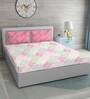 Interlace Cotton 144 TC Antibacterial Double Bedsheet with 2 Pillow Cover in Pink Color