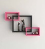 Interlocking Black & Pink Engineered Wood Wall Shelf