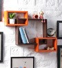 Set Of 3 Engineered Wood Intersecting Book Shelf In Orange & Brown Colour