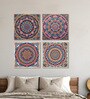 Mandala Flower Canvas Set Printed Wall Painting Set of 4 Gold Frame