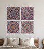 Mandala Flower Canvas Set Printed Wall Painting Set of 4 Stretch Canvas Frame