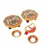 Intricate Multicolour Marble (Set of 2) Pooja Chowkie Set