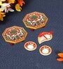 Intricate Multicolour Marble (Set of 2) Pooja Chowkie Set