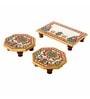 Intricate Multicolour Marble (Set of 3) Pooja Chowkie