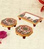 Intricate Multicolour Marble (Set of 3) Pooja Chowkie