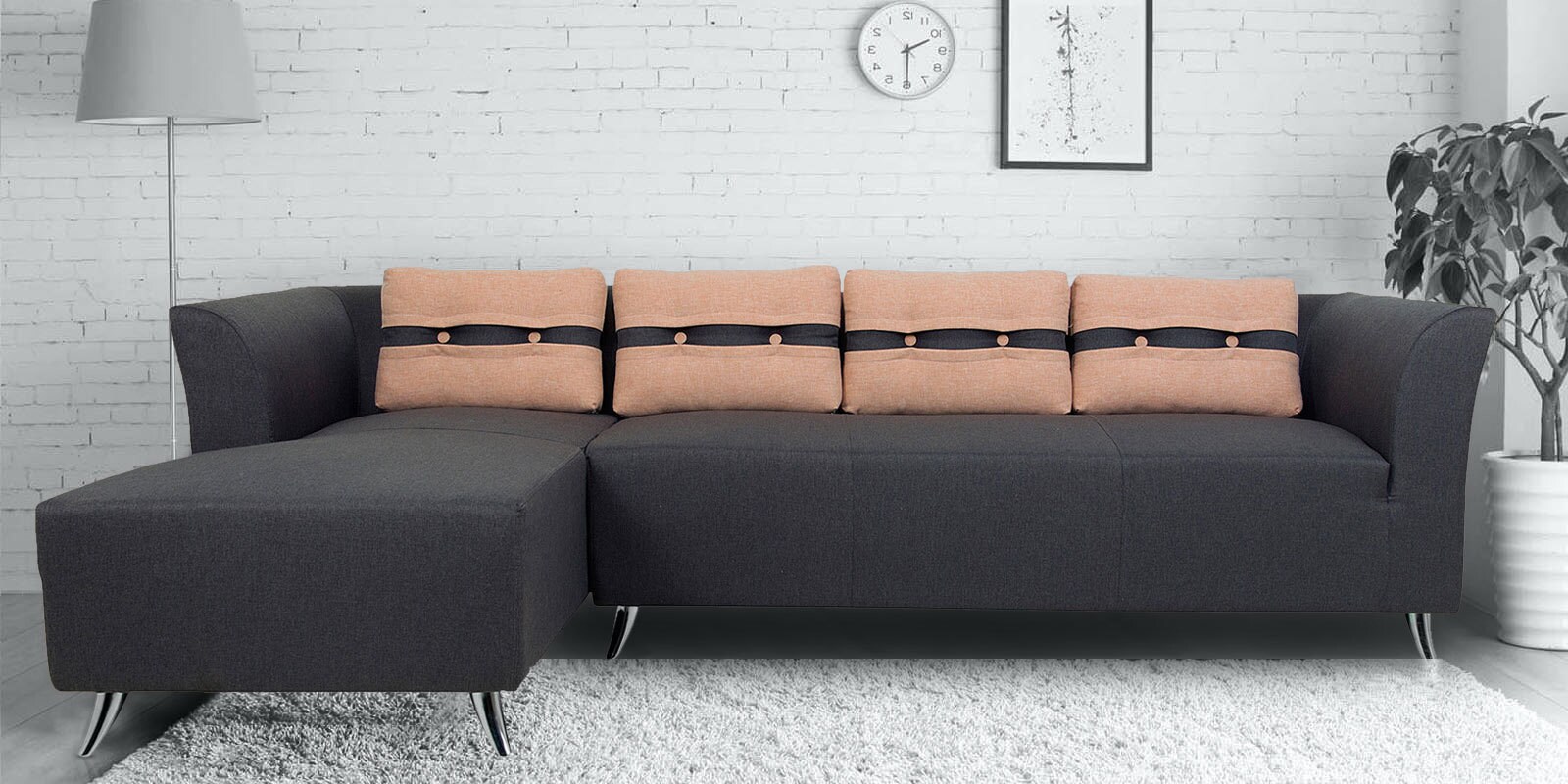 Iowa RHS 3 Seater Sofa with Lounger in Steel Grey Colour Iowa RHS 3 Seater Sofa with Lounger in Steel Grey Colour