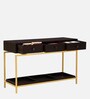 Ioannina Solid Wood Console Table In Brown & Gold Finish