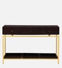 Ioannina Solid Wood Console Table In Brown & Gold Finish