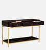 Ioannina Solid Wood Console Table In Brown & Gold Finish