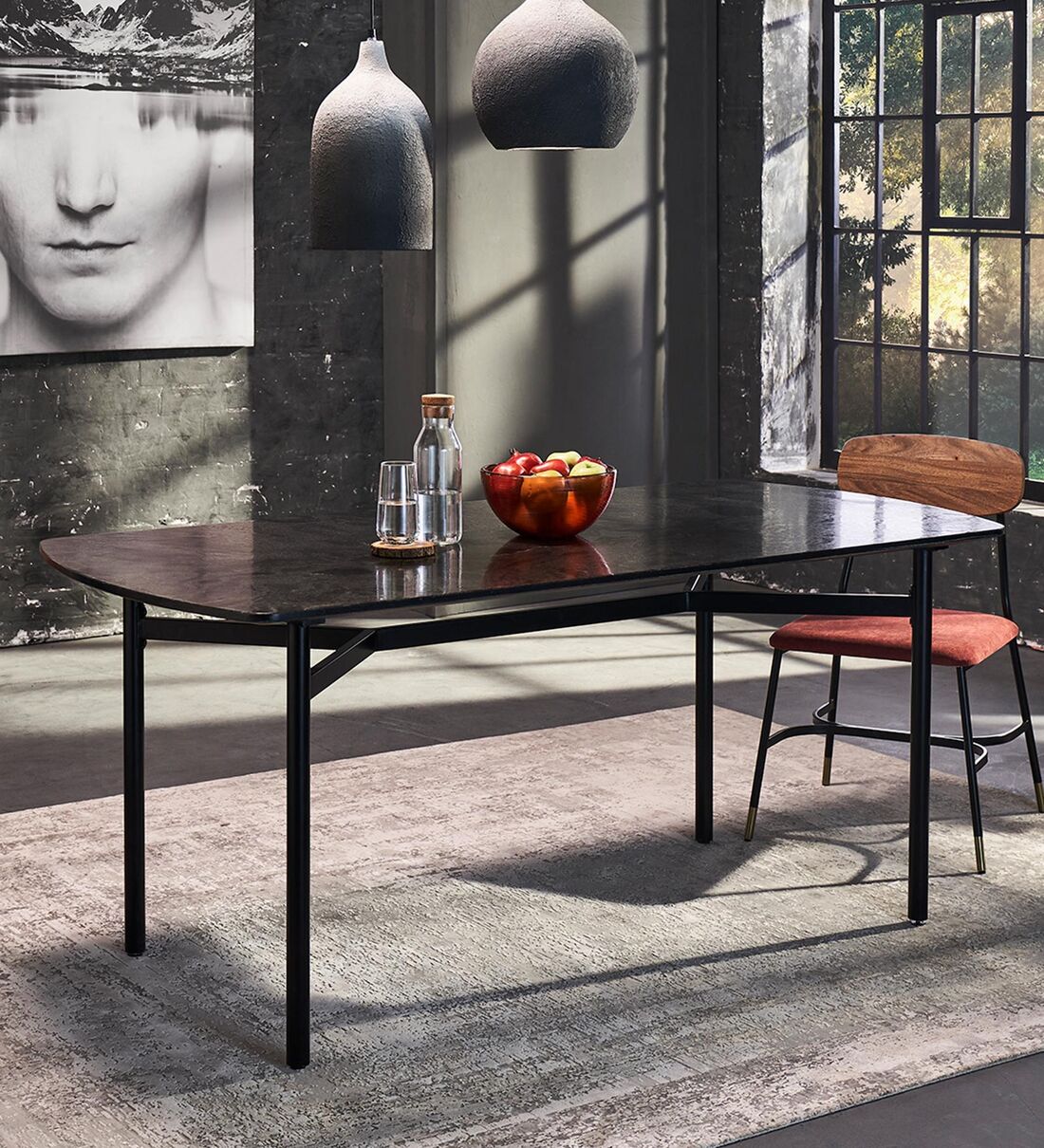 Black 6 cheap seater dining table