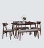 Ipoh Dining Set 6 Seater in Brown Finish