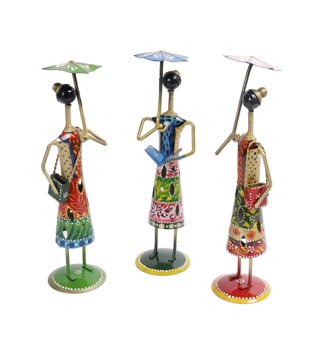 Buy Iron Fashion Dolls With Umbrella Showpiece By Craftvatika Online