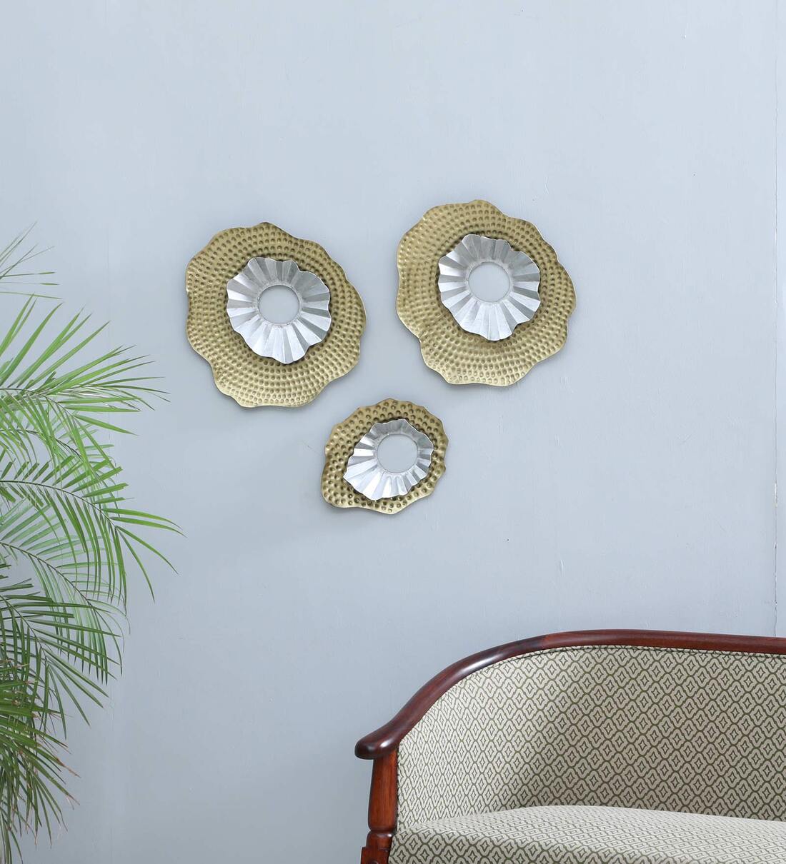 Buy Gold & Sliver Panel Set Of 3 Metal Wall Art By Handi Crafy at 39