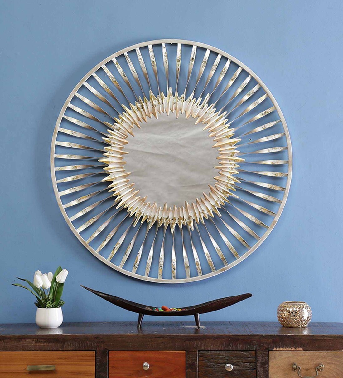 Buy Iron Sunburst In Golden Wall Art By The Shining Rays at 62 OFF by