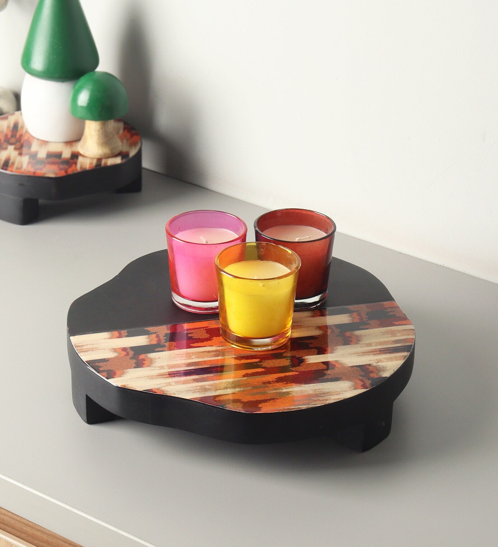 Black & Brown Acacia Wood Abstract Trivet
