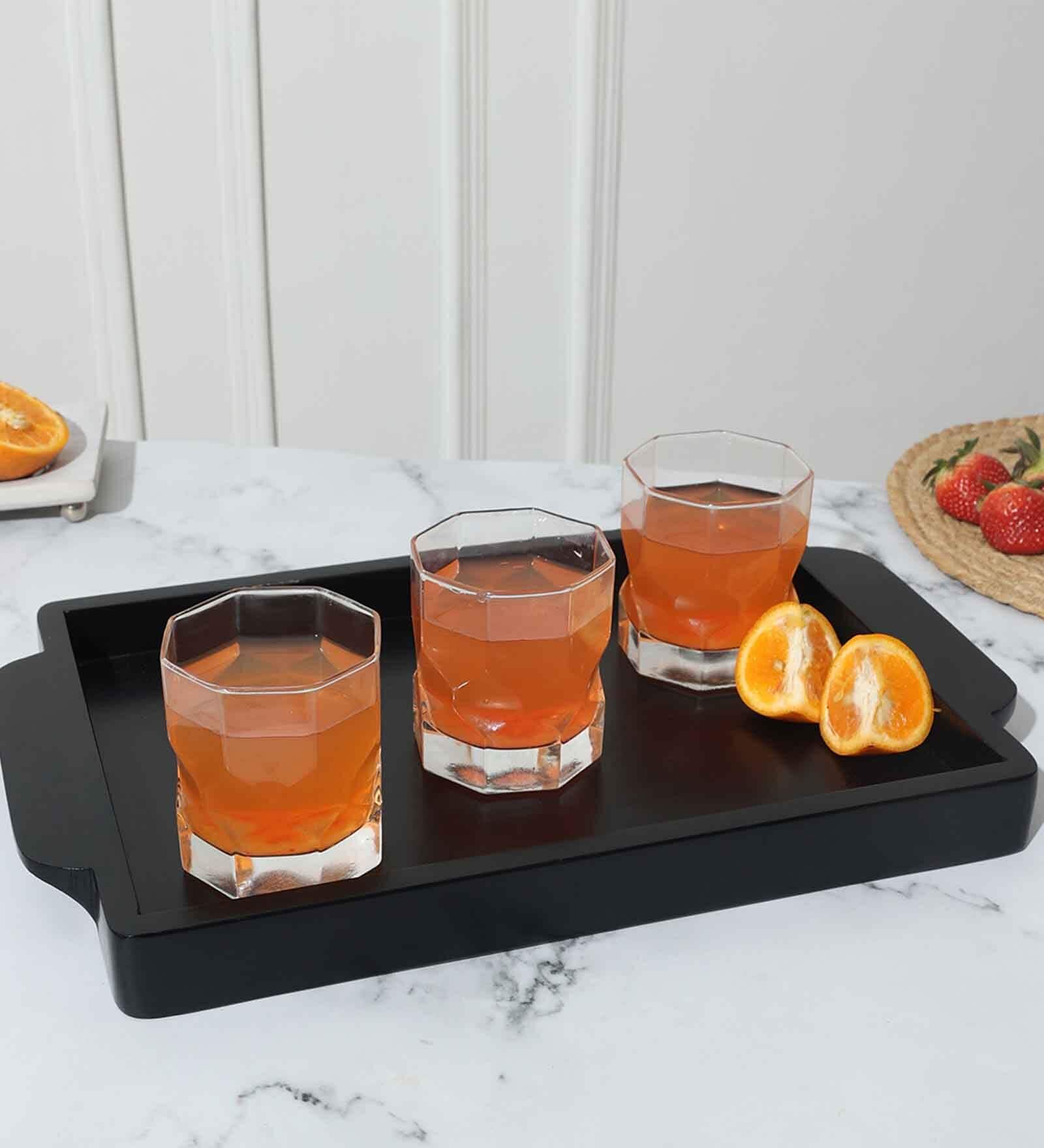 Black Acacia Wood  Serving Tray
