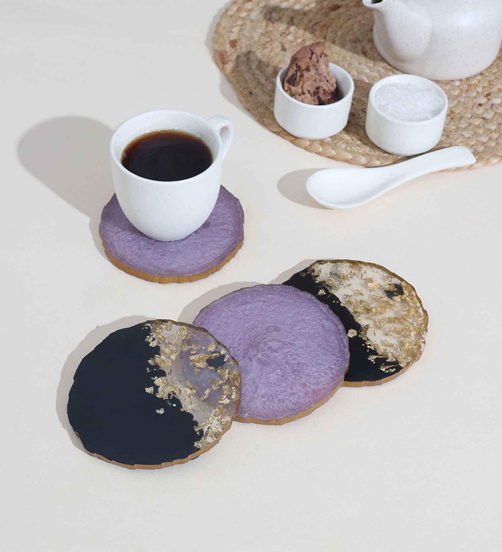Purple Acacia Wood (Set of 4) Resin Coasters