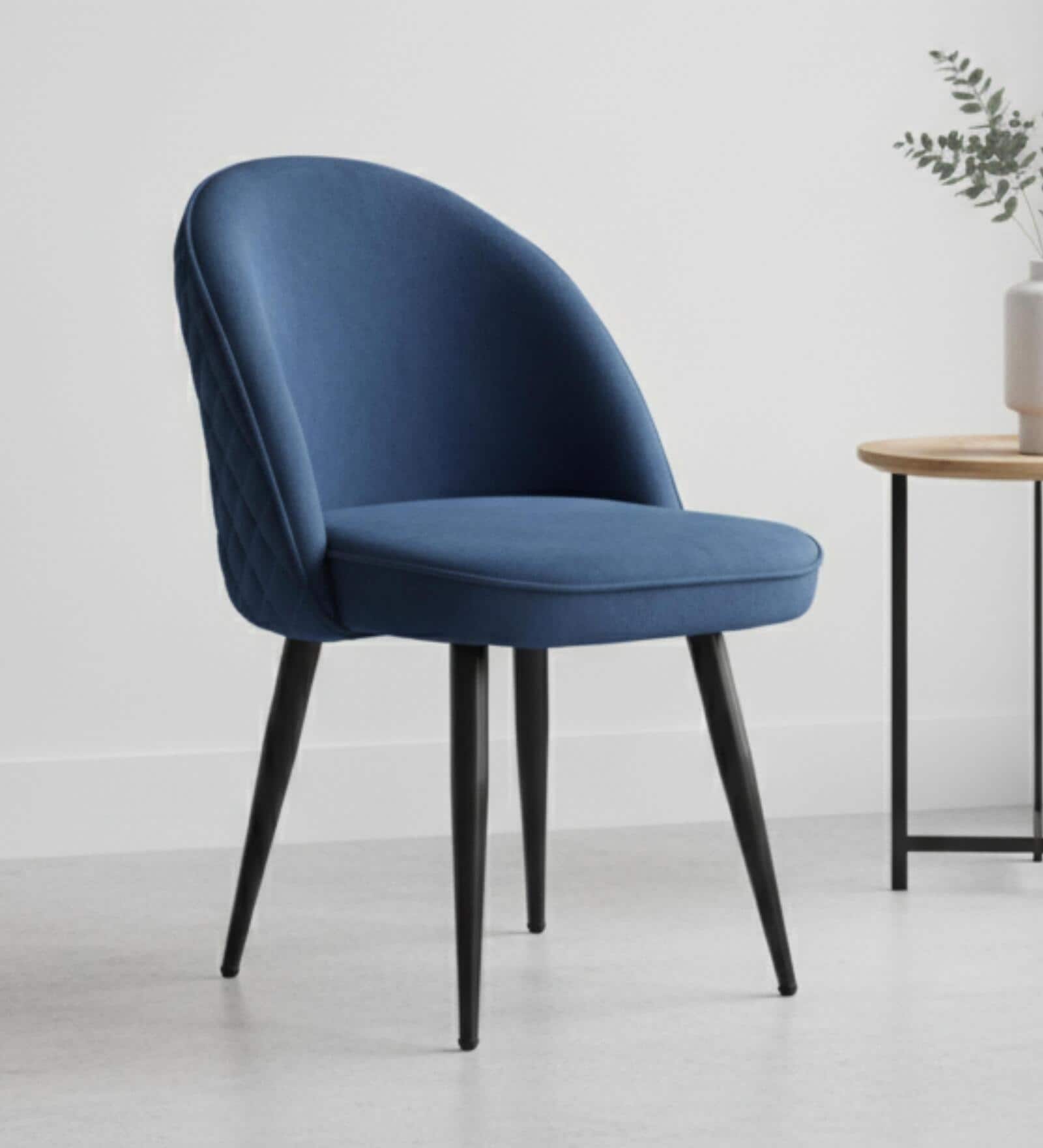 Iris Fabric Dining Chair In Blue Colour