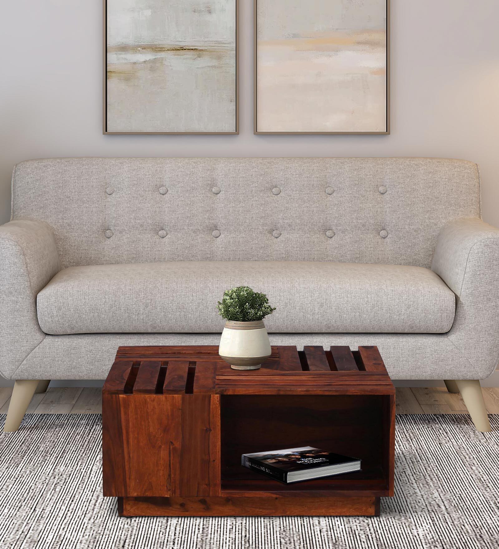 Iris Sheesham Wood Coffee Table In Honey Oak Finish