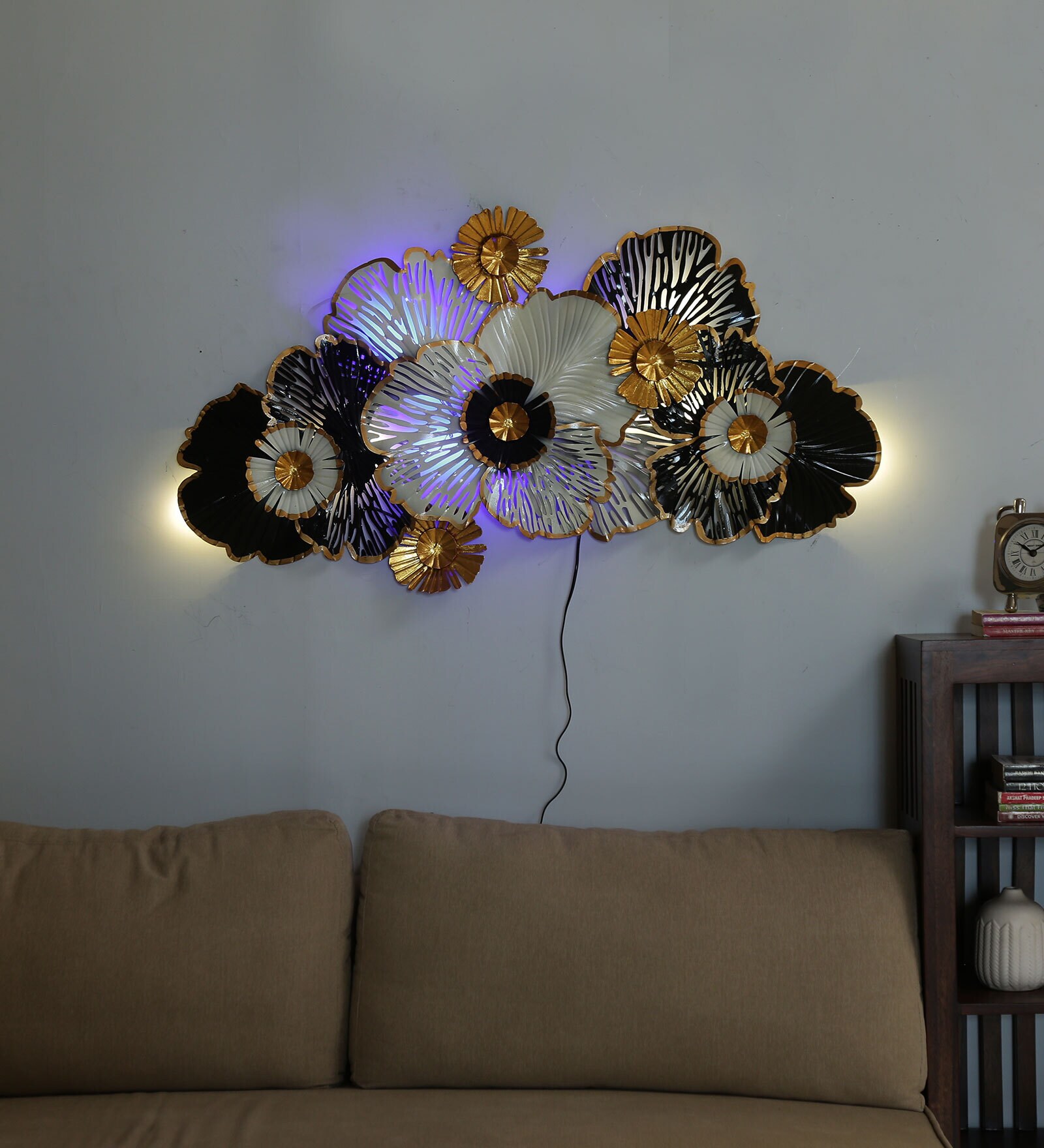 Buy Iron Abstract Wall Art With LED In Black at 32% OFF by Decocraft ...