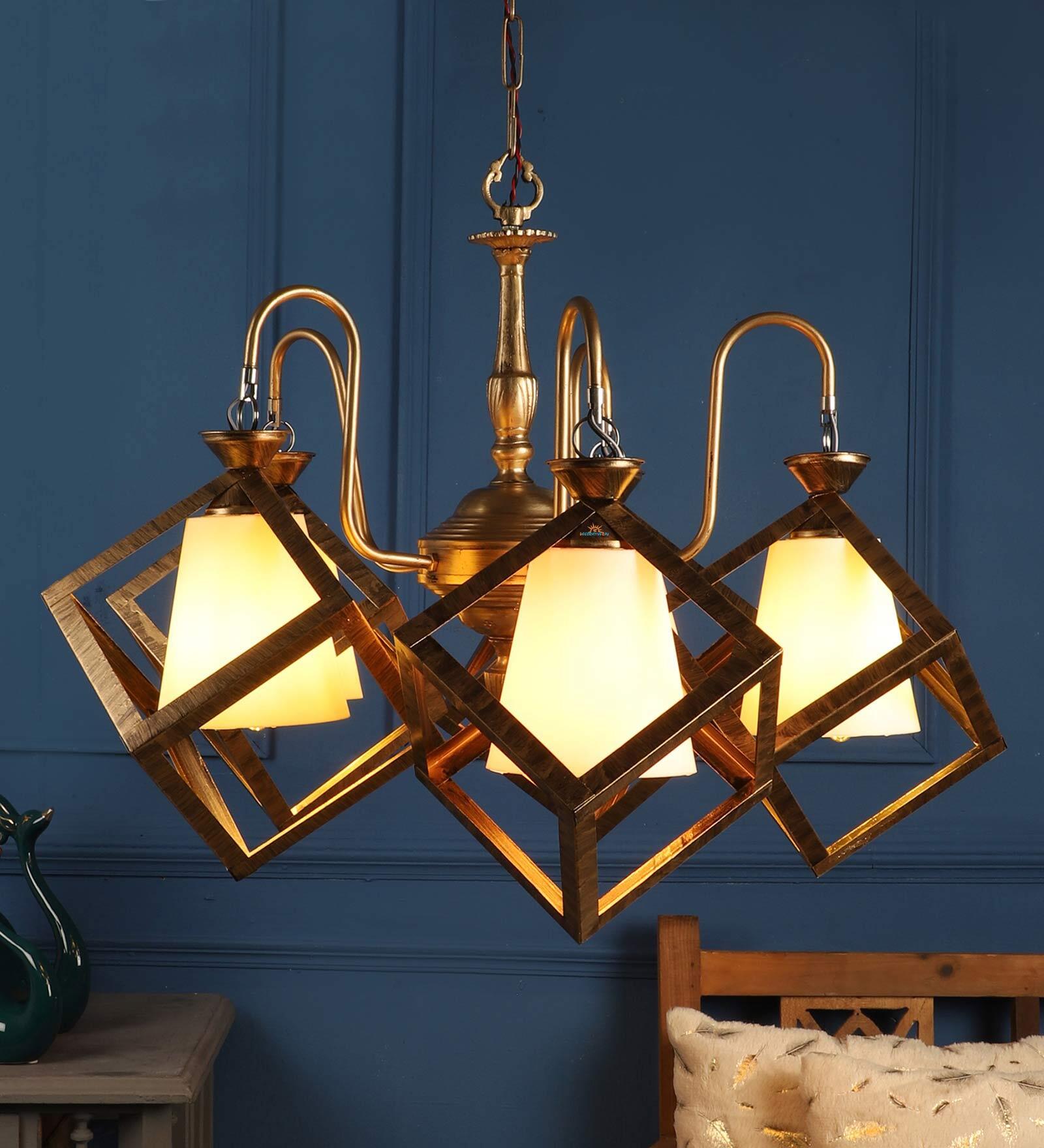 Black PVC & Glass Shaded Chandelier