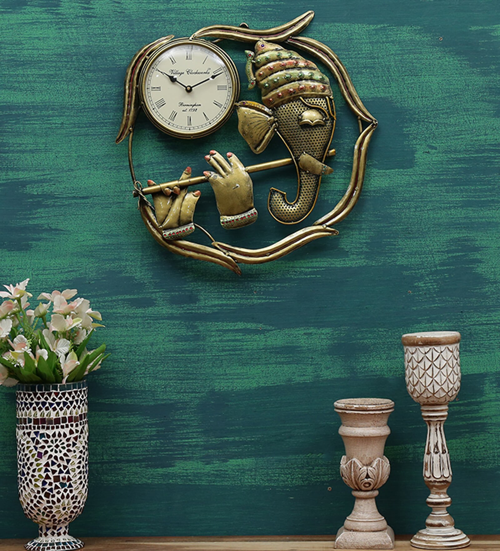 Iron Decorative Ganesha Wall Clock