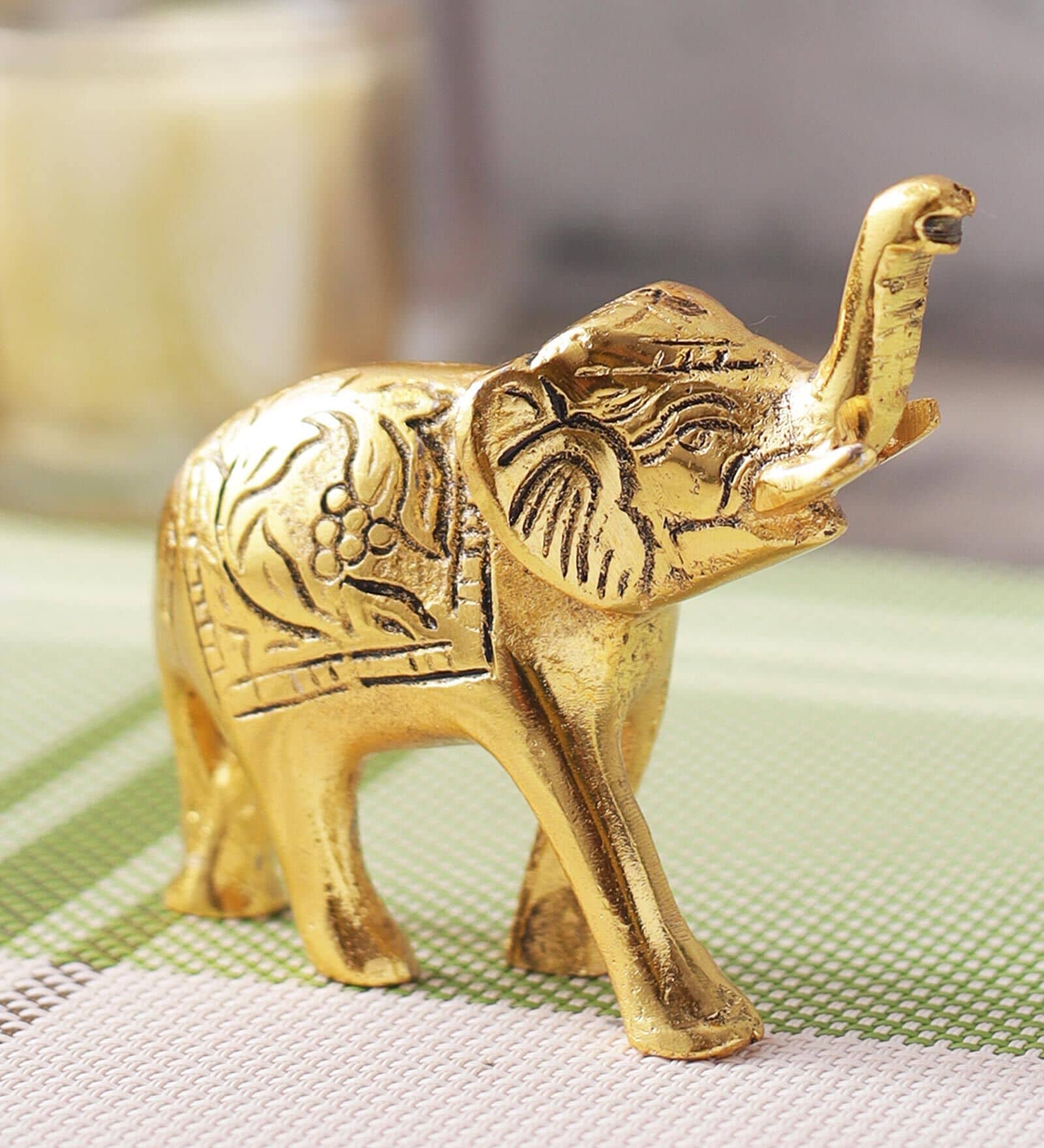 Iron Elephant Trunk Up Showpiece