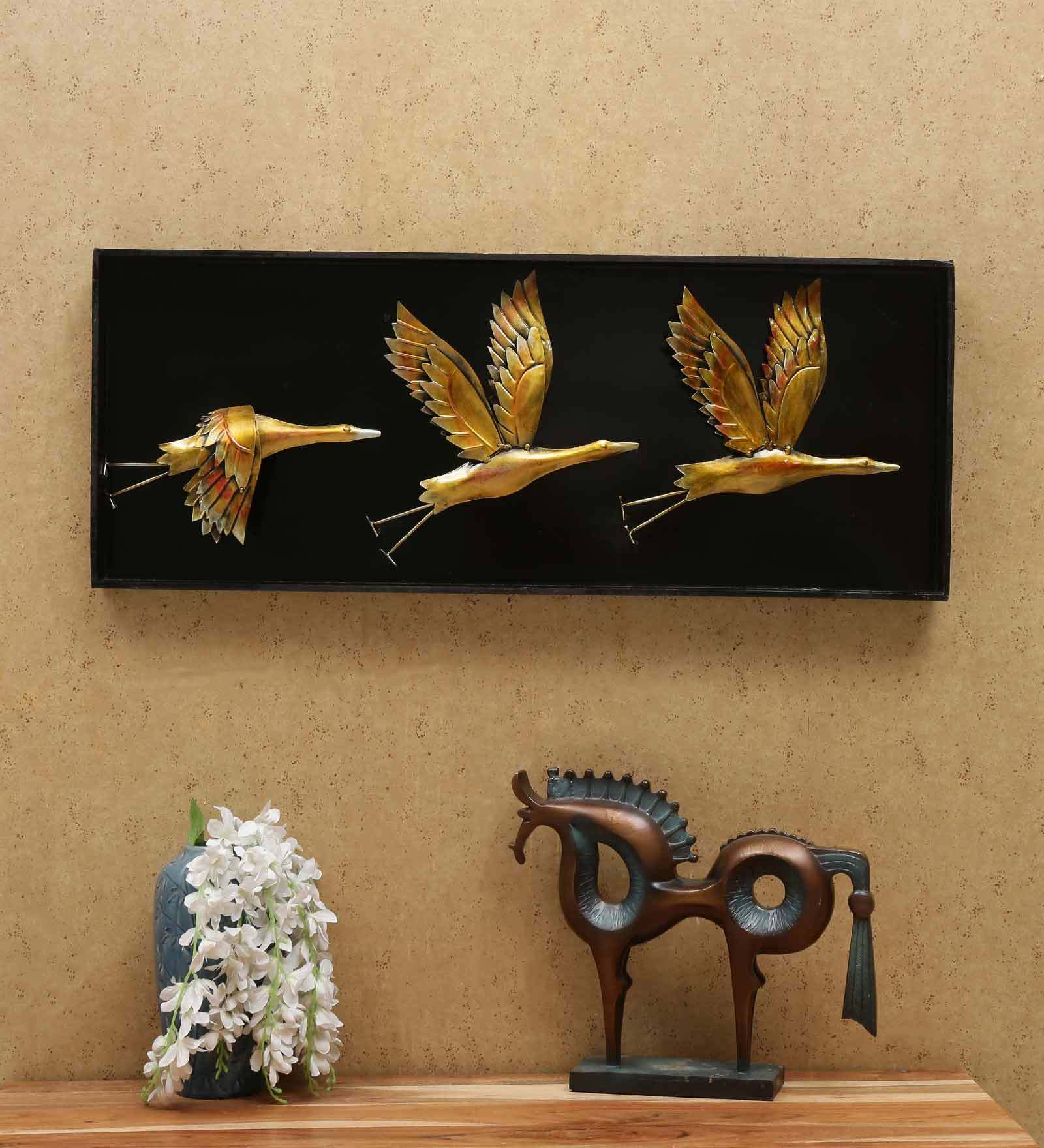 Iron Flying Birds Wall Art In Multicolour