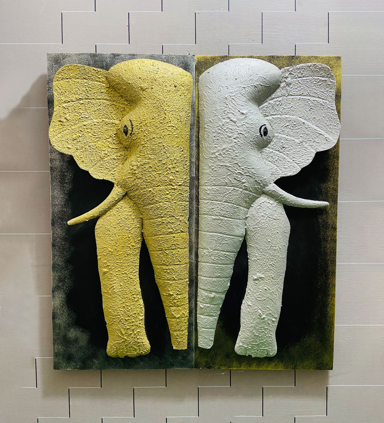Iron Gold Elephant Panel Metal Wall Decor