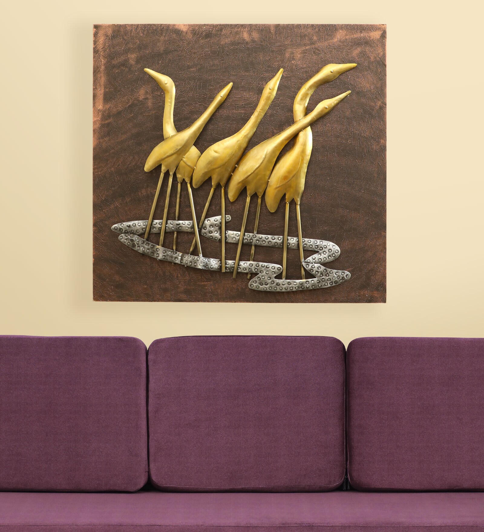 Iron Flamingo Multicolour Animals and Birds Wall Art
