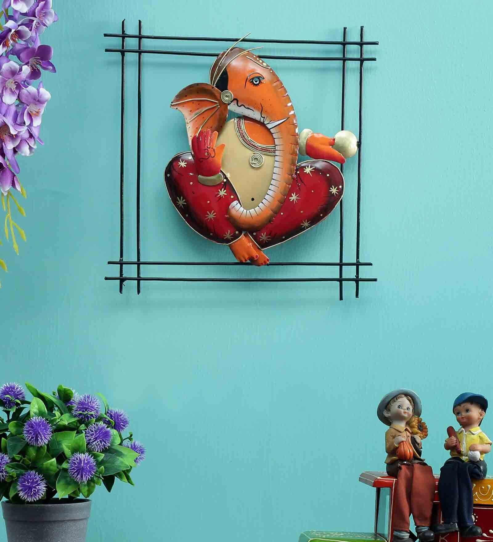 Zoya Iron Lord Ganesha Wall Art In Multicolour