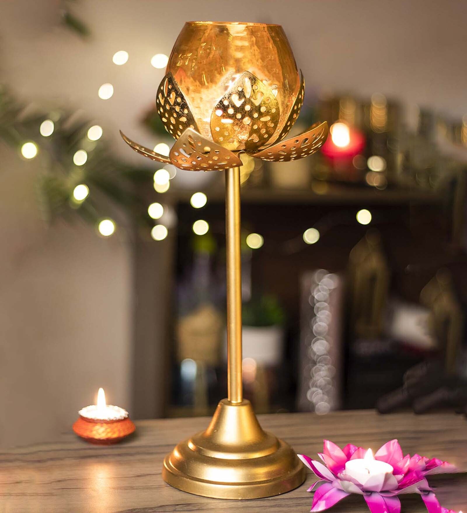 Iron Lotus Design Standing Lotus T- Lite Holder