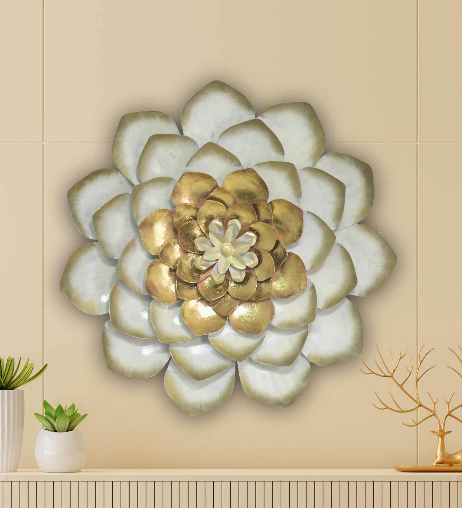 Buy Iron Medium Dahlia White Gold Flower Wall Art at 30 OFF by Hanable India Pepperfry