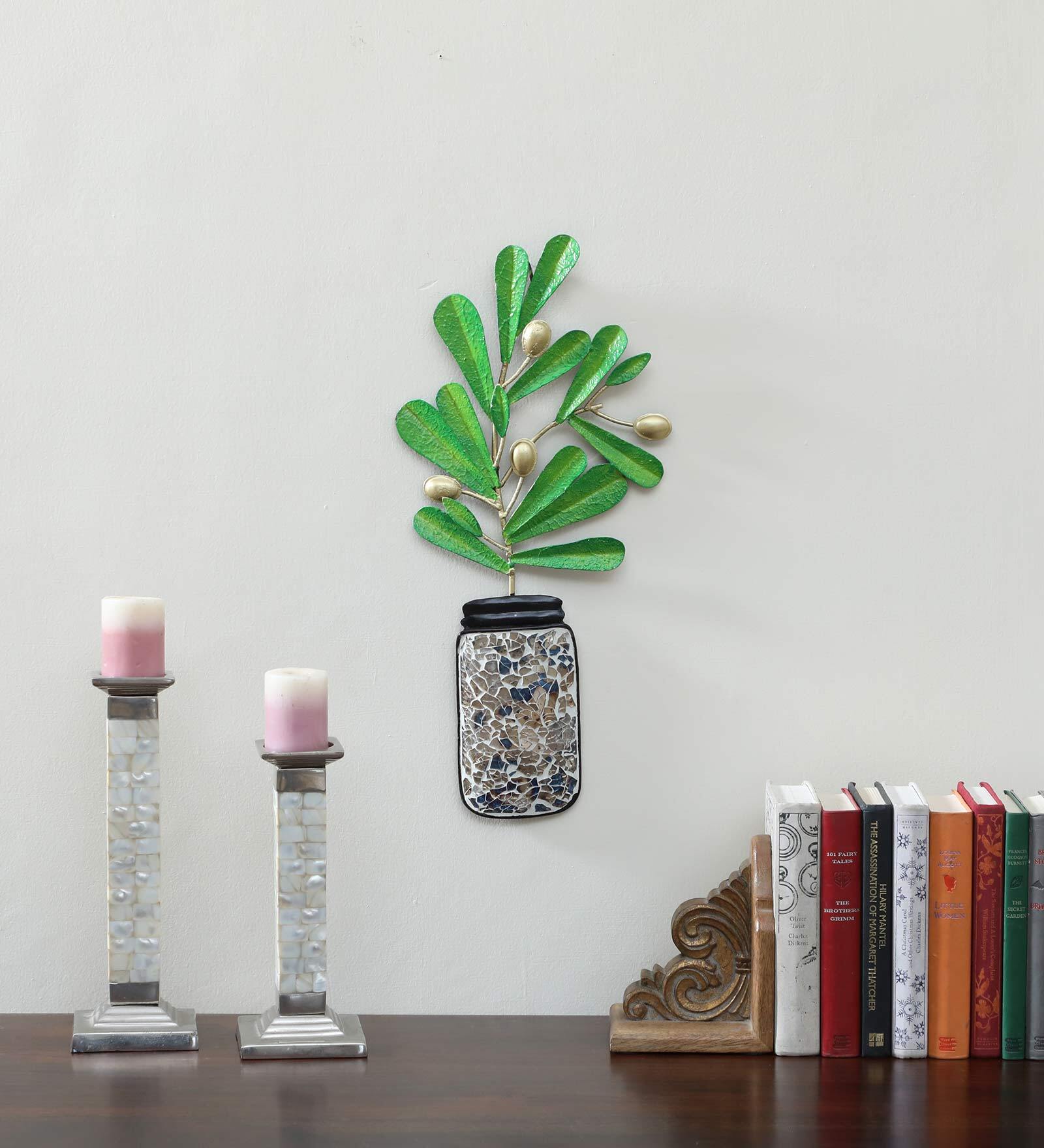 Iron & Mosaic Planter Wall Art In Multicolour