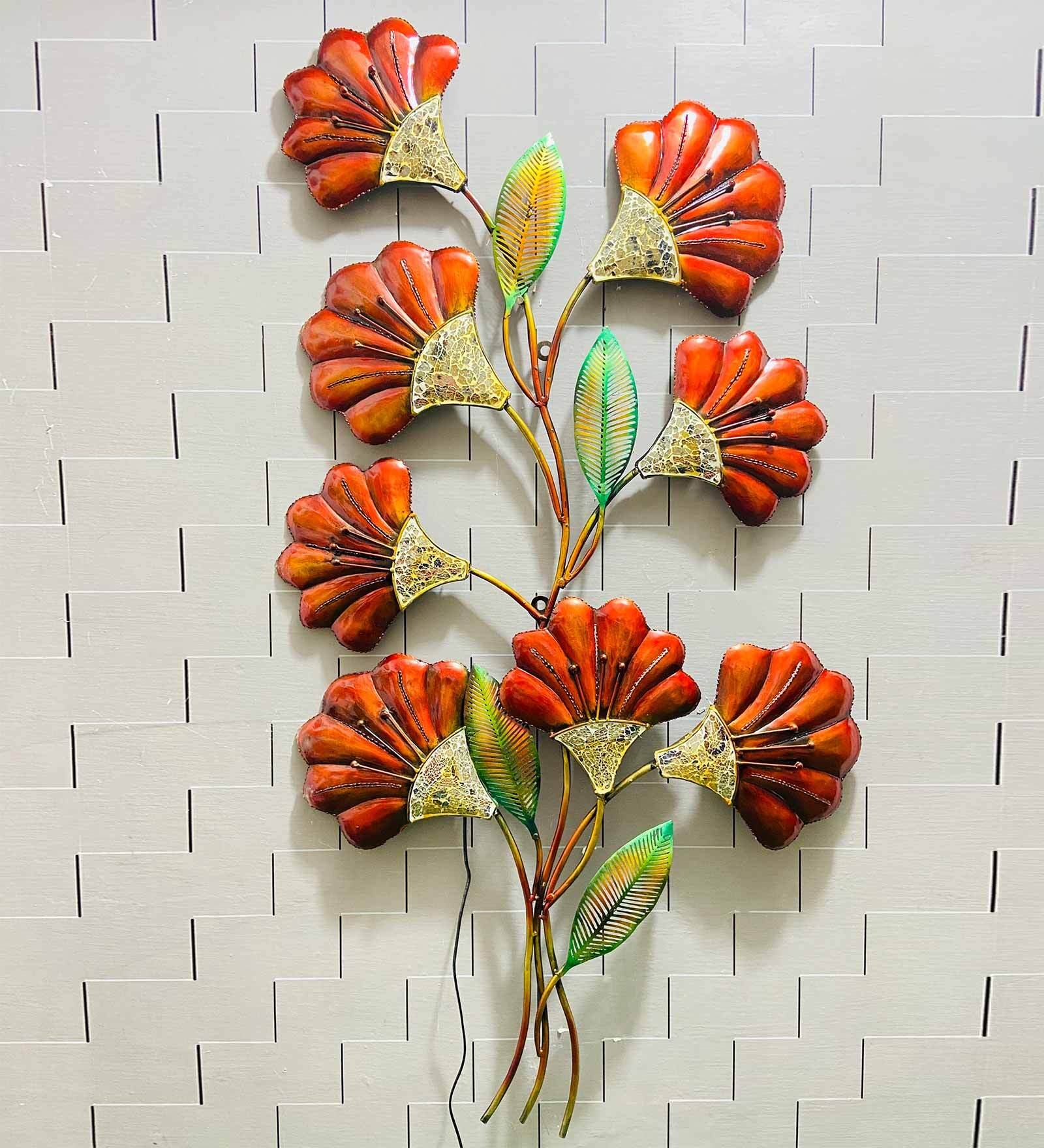 Iron Mughal Flower Metal Wall Decor With Led