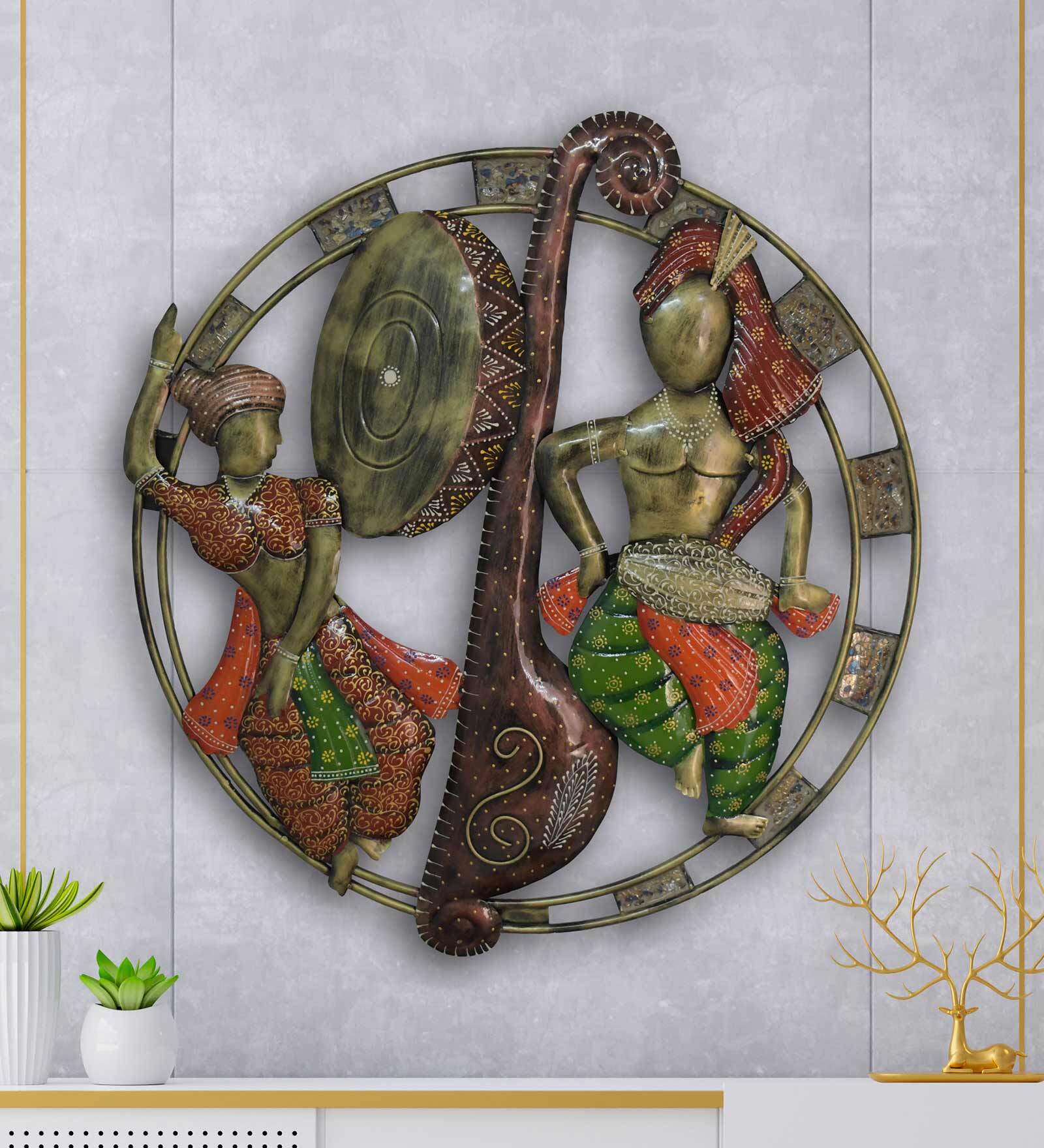 Iron Radha Krishna Vina Dancing Wall Art