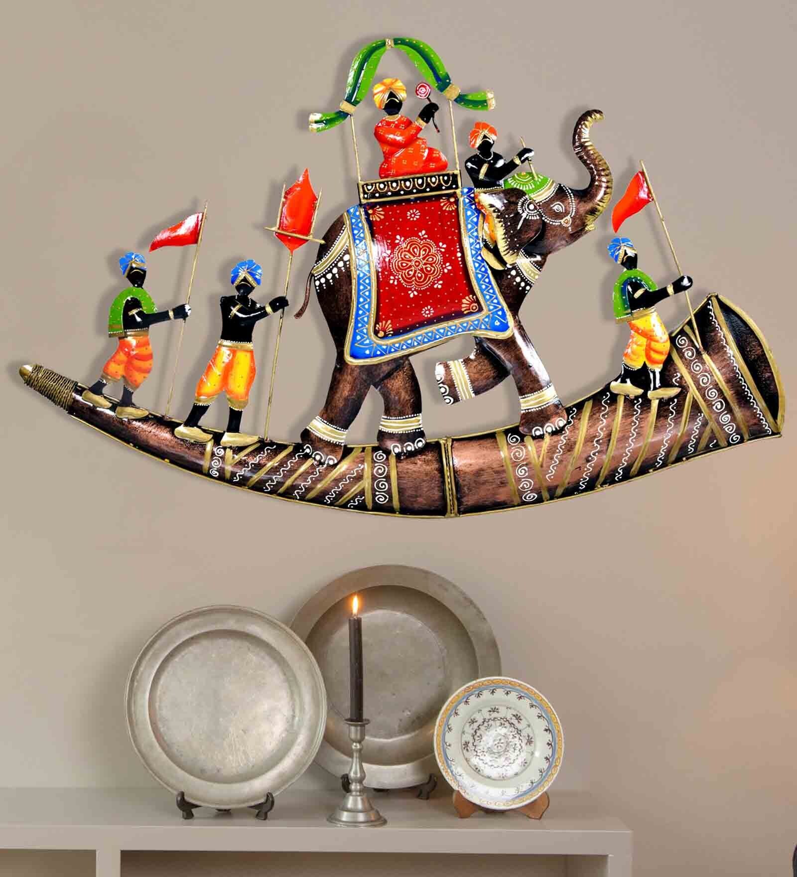 Iron Royal Elephant Baarat Wall Art In Multicolor