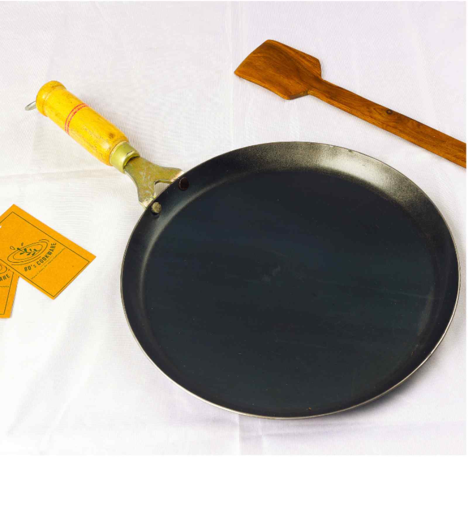 Iron Tawa 25 cm (10 inch), 1kg Wooden Handle for Easy Grip