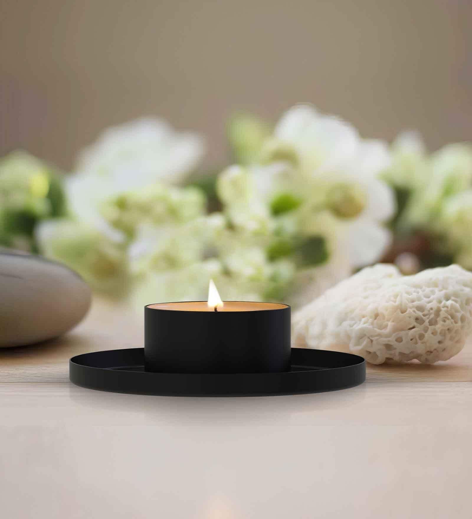 Iron Tealight Holder In Black  Set Of 4