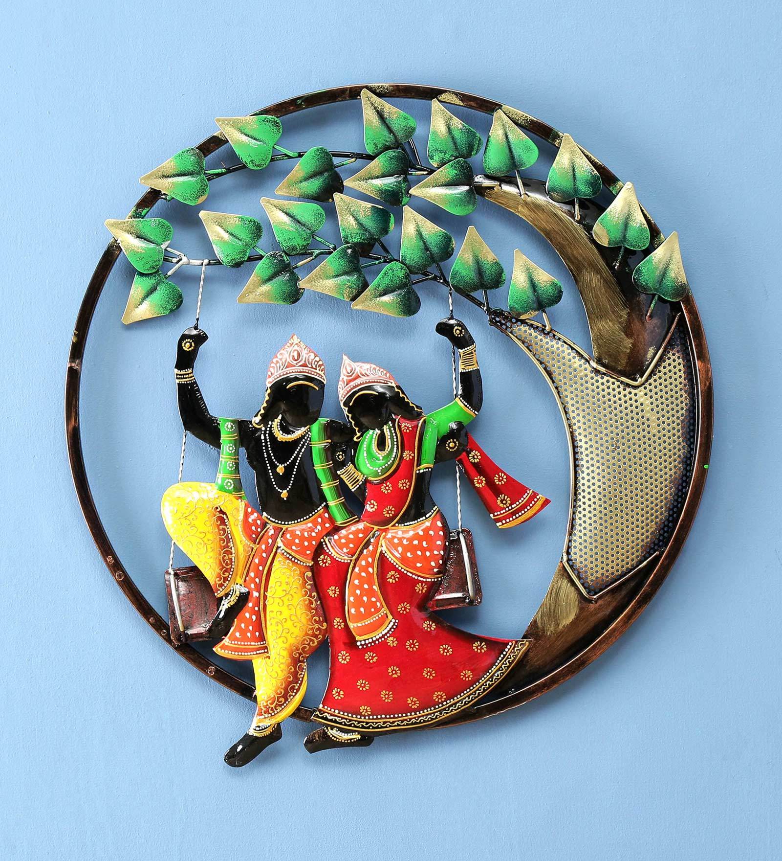Iron Radha Krishna In Multicolour Wall Art