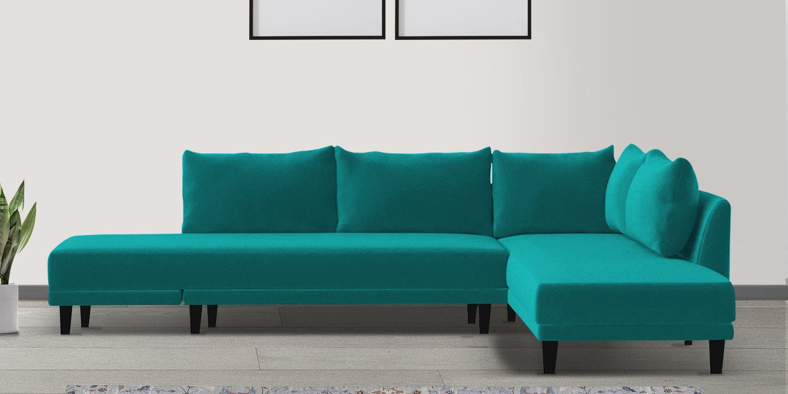 Ira Fabric 6 Seater Sofa Cum Bed Lhs In Sea Green Colour