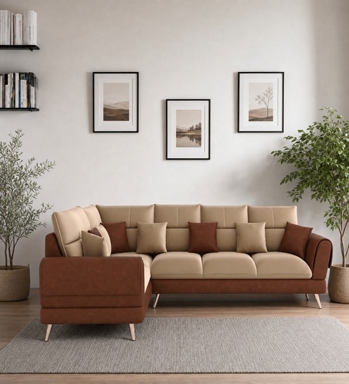 Ira 6 Seater RHS Sofa In Brown Color